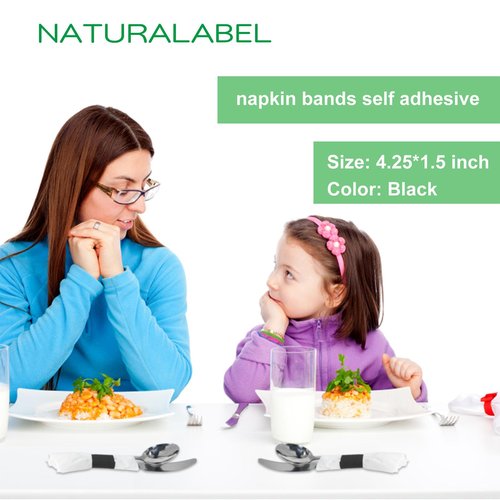 NATURALABEL 20000 PCS Bulk Paper Napkin Rings for Small Business, Restaurants, Events, Self-Adhesive Napkin Bands - 10 Boxes Pack, 2000 per Box (Black)