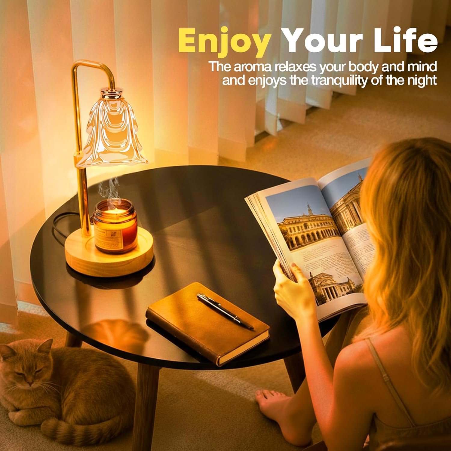 Skiennix Candle Warmer Lamp - Adjustable Height Electric Wax Warmer with Timer & 5 Brightness Settings | Perfect Home Decor Gift