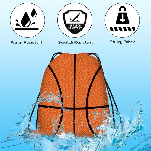 KERINGO 16 Pieces Basketball Gift Bags Basketball Drawstring String Bag Sports Backpack Ball Drawstring Party Favor Bags for Sports Storage Party Decorations