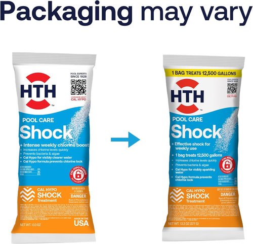 HTH 52031 Swimming Pool Care Shock - Boost Chlorine Levels with Cal Hypo Formula, 13.3oz