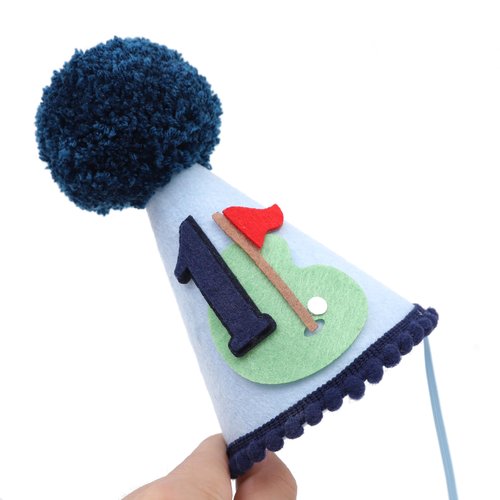 LINLULU Golf 1st Birthday Hat for Boys - Hole in One 1st Birthday Crown, Golf First Bday Decoration, Boy First Bday Party Hat, Our Little All Star Bday Decor