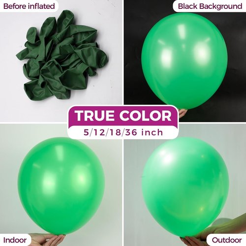 Bezente Green Balloons - 100 Pack 12-Inch Round Helium Latex Balloons for Jungle Theme Parties