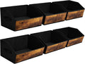 Homsorout Trapezoid Storage Cubes - Large Fabric Baskets for Organization | 6 Pack in Wood Grain Brown