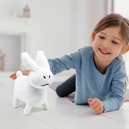 Adenzai White Gubby Rabbit Plush Toy – Soft Forsaken Gubby Plush Stuffed Animal, Cute Game Character Collectible Plushie Gift for Kids and Gamers (Rabbit White Gubby)