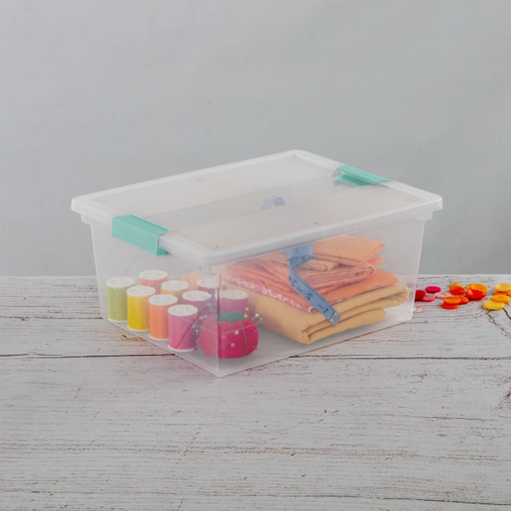 Sterilite 12-Pack Clip Box | Stackable Clear Plastic Bins with Latching Lids for Organized Storage