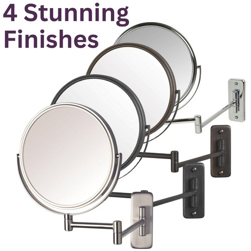 JERDON Wall-Mounted Magnifying Mirror - Bathroom Makeup Mirror with 5X Magnification - 8-Inch Diameter - Black - Model JP7506BK