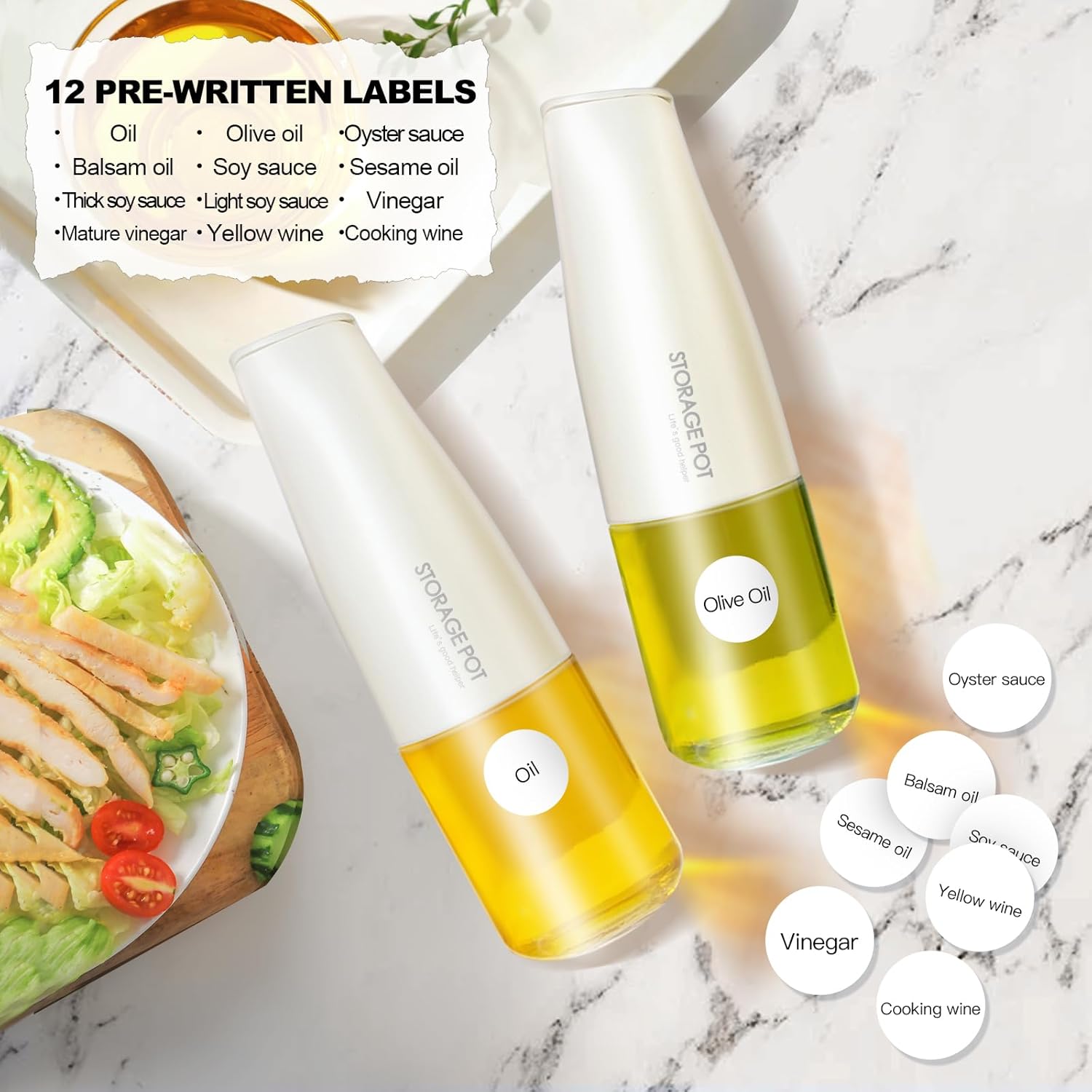 YARRAMATE Olive Oil Dispenser - Large Capacity 500ml Glass Bottle | Leak-Proof & Non-Drip Design