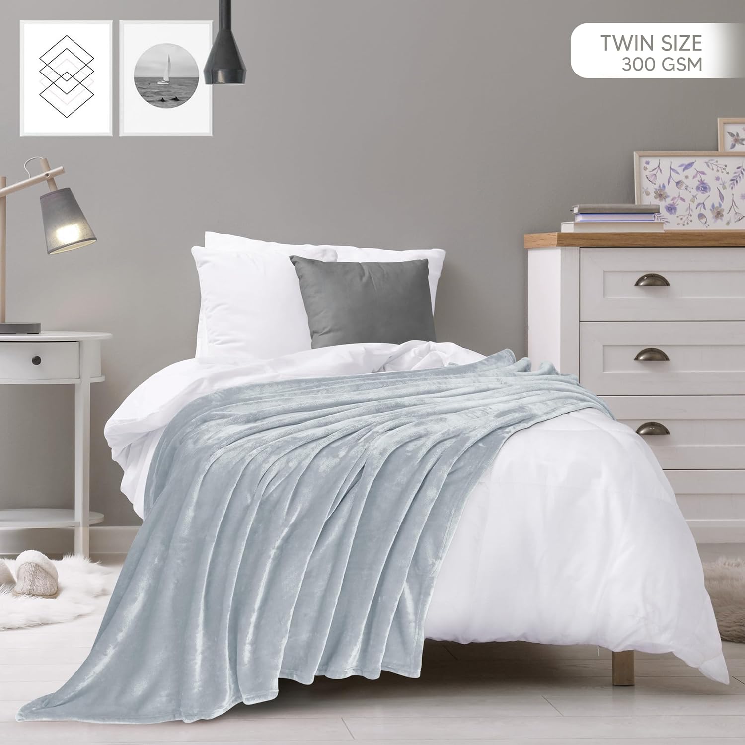 Utopia Bedding Fleece Blanket - Ultra Soft Lightweight Microfiber | Twin Size Light Grey (60x80 Inches) - Cozy All-Season Home Decor Gift