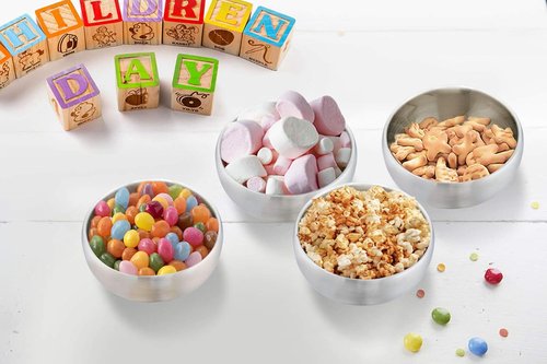 E-far Stainless Steel Bowls for Kids - 12 Ounce Double-Deck, Insulated & Shatterproof | Set of 4