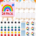 Asoulin 24 Set Mini Acrylic Paint Kit with Canvas, Wooden Easel, Brushes, Palette, Painting Kits for Kids Girls Boys, Art Set Gifts for Classroom Prizes Birthday Party Favors Easter Basket Stuffers