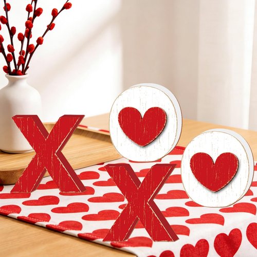 XOXO Sign Wooden XOXO Decorations Valentines Day Decorations Valentines Decor Indoor for Home Table Centerpiece Shelf Mantel Fireplace Dinner Hotel Decor
