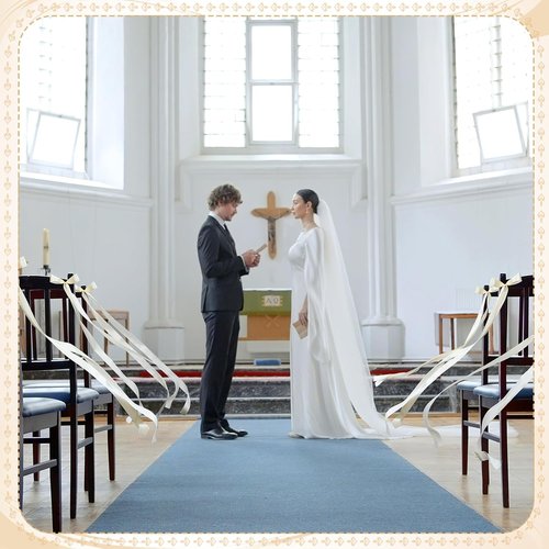 Daifunli Wedding Bows - 24 Pcs Ivory White Satin Chair Decorations | Elegant Aisle Decor Ribbons