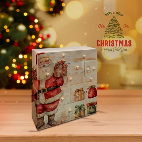 Gkesgm Wooden Countdown to Christmas Advent Calendar, Storage Organizer with 24 Drawers, Jewelry Box, Desktop Organizer, DIY Unfinished Wood Set of 2 Refillable Wooden Advent