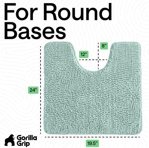GORILLA GRIP Plush Shaggy Chenille Bath Rug Mat - Soft Microfiber, Machine Washable, Seablue