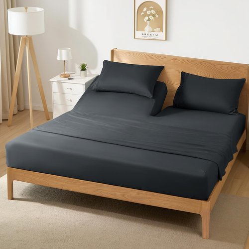 Horbaunal Dark Grey Split Head King Sheet Set - 4 Pieces Flex Top King Sheets for Adjustable Beds - Fits Mattress up to 16" Deep - Soft Microfiber Bed Sheets with 34" Split Flex Head