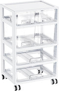 Vtopmart Plastic Drawer Organizer - 4-Tier, 6 Drawers with Wheels for Office & Craft Storage | Clear