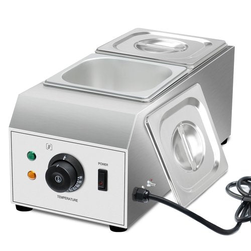 1000W Electric Chocolate Tempering Machine, Commercial Chocolate Melter with 2 Cylinders, Water Bath Heating, Adjustable Thermostat & Indicator Light, Stainless Steel Chocolate Warmer