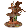 Zopeal Western Cowboy Horse Cupcake Stand, 3-Tier Western Theme Birthday Cupcake Holder, Cowboy Theme Cake Holder, Dessert Stand for Wild West Baby Shower, Birthday Party Supplies