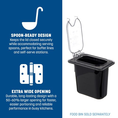 Carlisle FoodService Products 10339Z07 EZ Access Hinged Lid with Handle and Notch, Ninth Size, Clear
