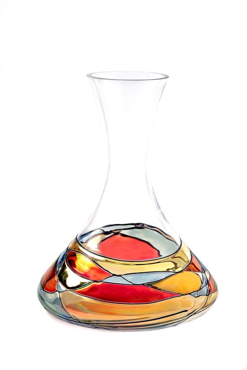 Sagrada Barcelona Magnificent Wine Decanter Sagrada Red Line Colorful Hand Painted & Stunning Mouth Blown Unique Gorgeous Gifts Birthday Anniversary th Couples Engagement Women Men 50 Oz