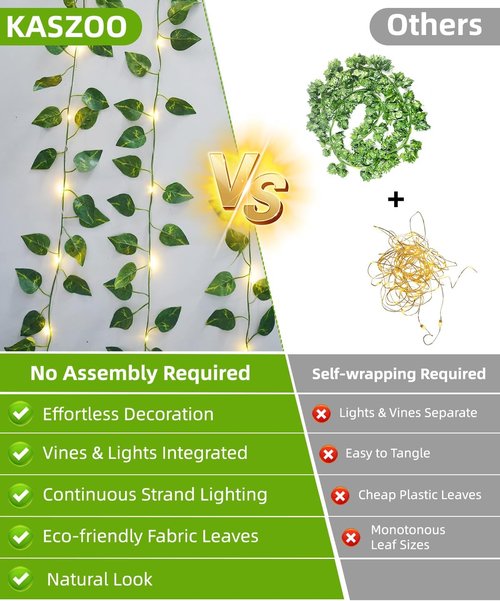 KASZOO 33ft 100 LED Fairy Lights - Battery/USB Operated Pothos String Lights with Remote for Bedroom & Garden Decor