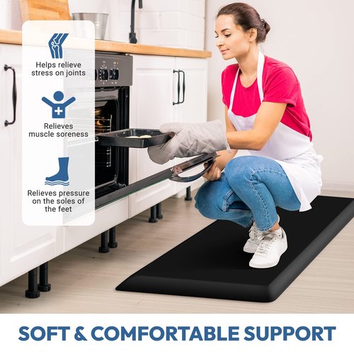 4/5 Inch Thick Kitchen Mat - Cushioned Anti Fatigue Mats for Kitchen Floor - Easy to Clean, Waterproof, Non-Slip Kitchen Rug for Sink, Office, Kitchen (20''x32'' Black)