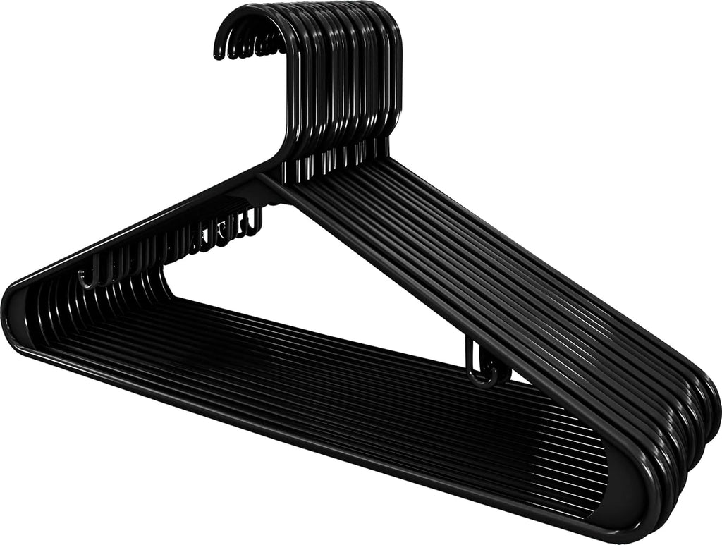 Utopia Home Plastic Hangers 100 Pack - Durable Space-Saving Closet Organizers - Essential for Shirts, Pants, Skirts & Coats (Black)