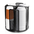 ceiiseaon Rotatable Cup and Lid Holder, Coffee Cup Dispenser for Countertop with 4 Compartments, Paper Cup Storage Holder, for Countertop Bathroom Kitchen Bedroom Coffee Shop