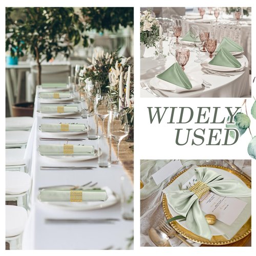 150 Pcs Satin Napkin Bulk 17 x 17 Inch Square Silk Table Napkin Soft Dinner Napkins Decor Elegant Satin Weddings Party Napkin for Wedding Parties Banquet Restaurant Decoration Supplies (Sage Green)