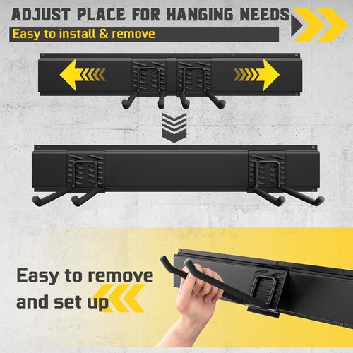 64" Garage Tool Organizer - Heavy Duty Steel Storage Rack with 12 Adjustable Hooks | Ideal for Yard, Shed, Garage