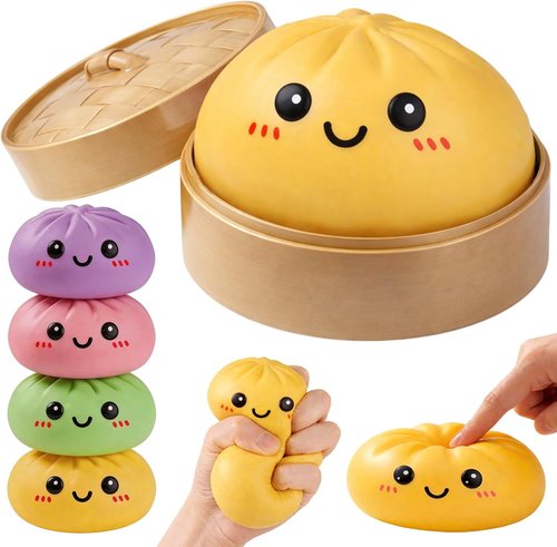 Dumpling Squishy | Mystery Box Squeeze Toy for Stress Relief | Yellow Fidget Sensory Ball for Teens & Adults