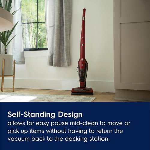 Electrolux Ergorapido Pet Cordless Vacuum Cleaner - 2-in-1 Design with Motorized Nozzle | 48-Minute Run Time, Chili Red