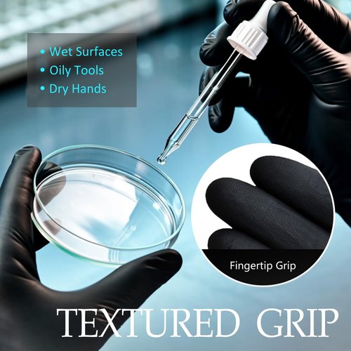 PROMEDIX P Black Disposable Nitrile Gloves, 6Mil 100 Pcs Food Safe Cooking Gloves Latex Free Rubber Gloves for Cleaning Exam Large