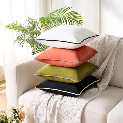 Black and White Pillow Covers for Couch Throw Pillows 18x18 Black and White Decorative Cushion Covers Accent Home Decor Sofa Modern Decorative Neutral Velvet Cases for Bed Bedroom Living Room Set of 2