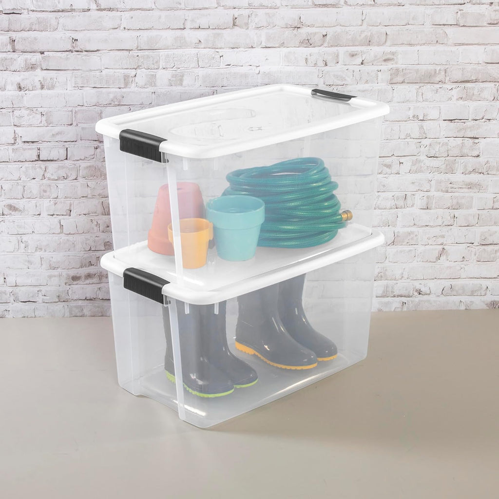 Sterilite 20-Pack Ultra Latching Storage Bins - Clear Plastic, 70 Quart Heavy-Duty Organizers for Home & Office