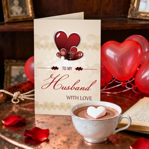 FSSDAS Sweet Valentines Day Card Gift for Husband, Romantic Valentine’s Day Cards Gifts from Wife.