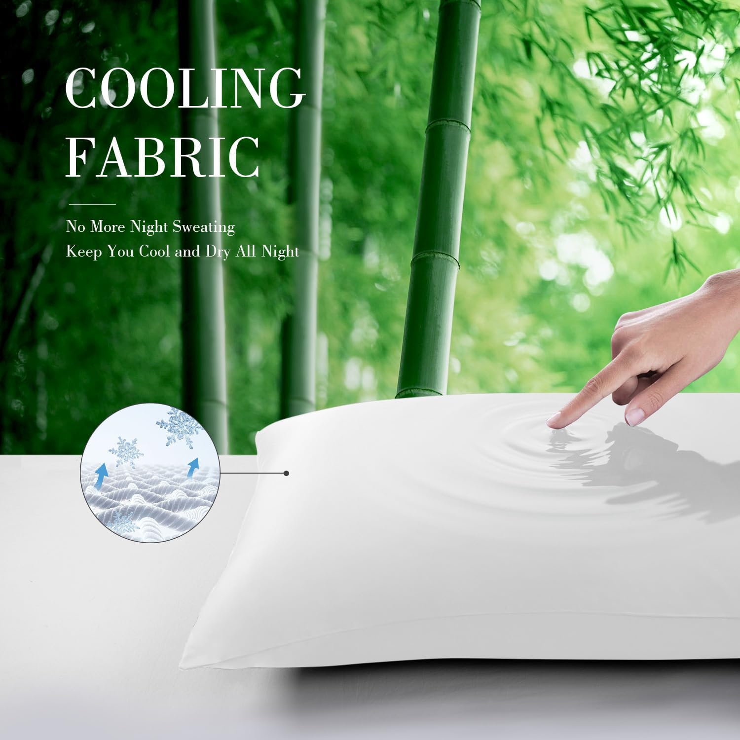 WishSmile Cooling Pillowcases Set of 2 - Breathable Silky Soft Rayon from Bamboo | Moisture-Wicking, White, 20x30 IN