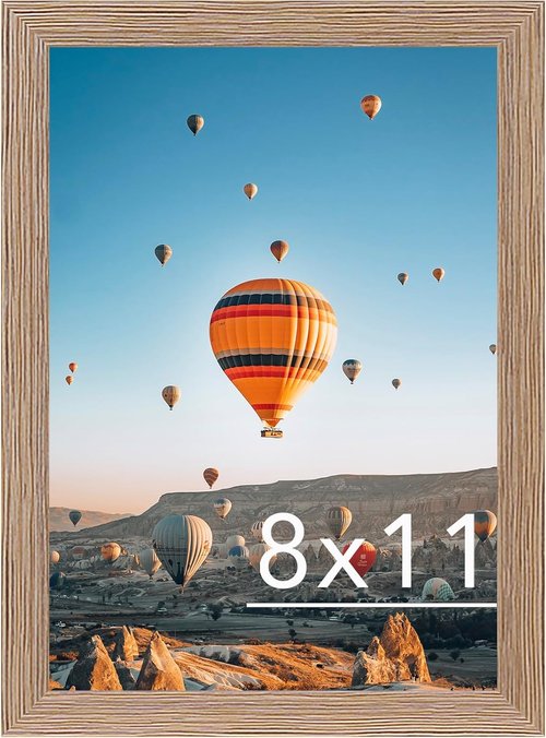 JCJMY 8x11 Picture Frame - Rustic Brown Wall Hanging & Tabletop Display | Mount Horizontally or Vertically