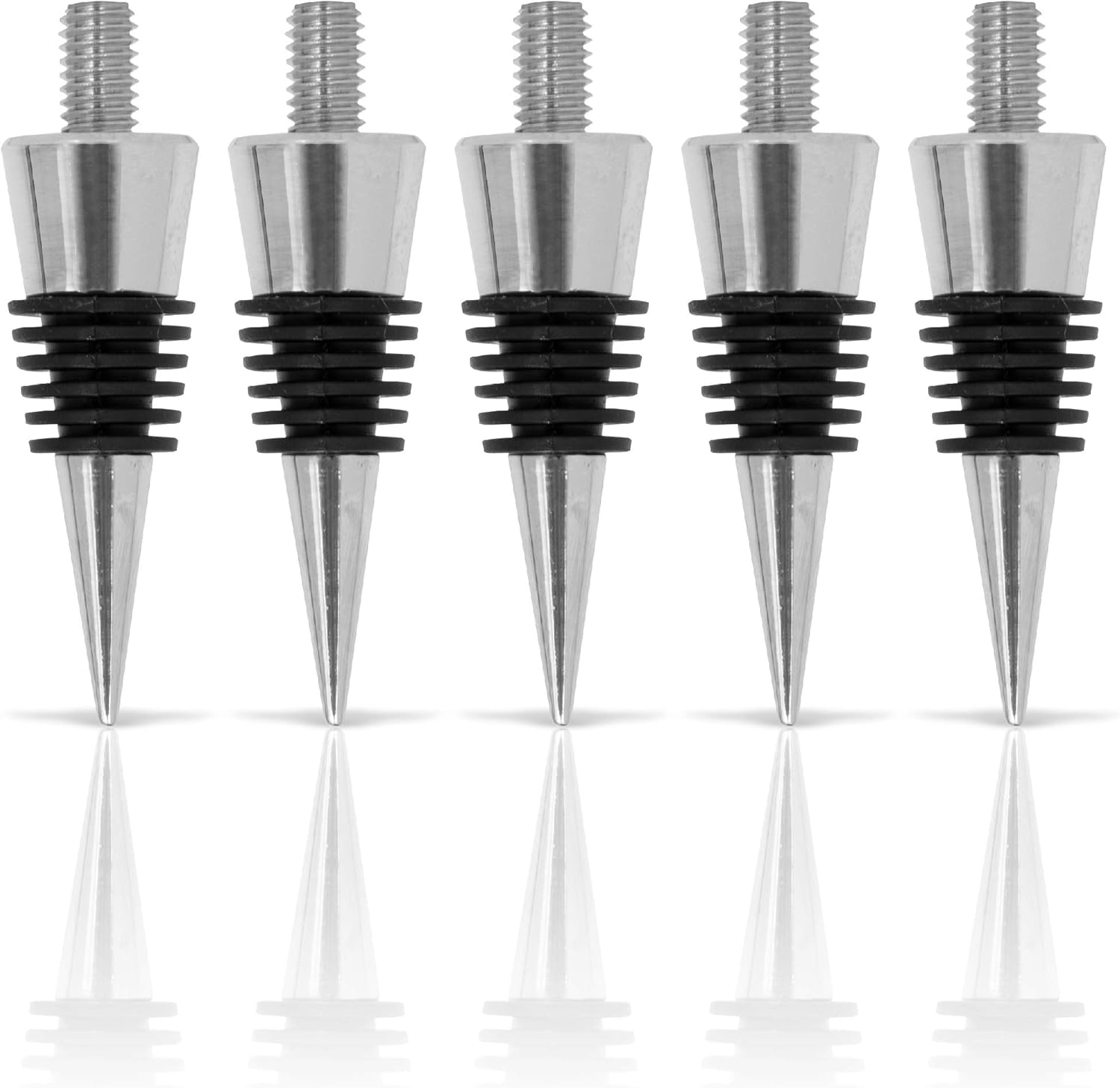 Savannah Classic Chrome Style Bottle Stopper with 3/8" x 16 tpi Threaded Post For Attaching Hand Made or Lathe Turned Handles … (5 Chrome Stoppers)