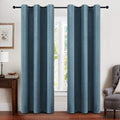 MIULEE Linen Blackout Curtains - 100% Room Darkening Thermal Insulated Grommet Panels | 42"x90" Dusty Blue (2 PCs)