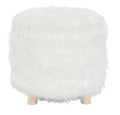 Deco 79 Polyester Stool with Faux Fur, 19" x 19" x 16", White