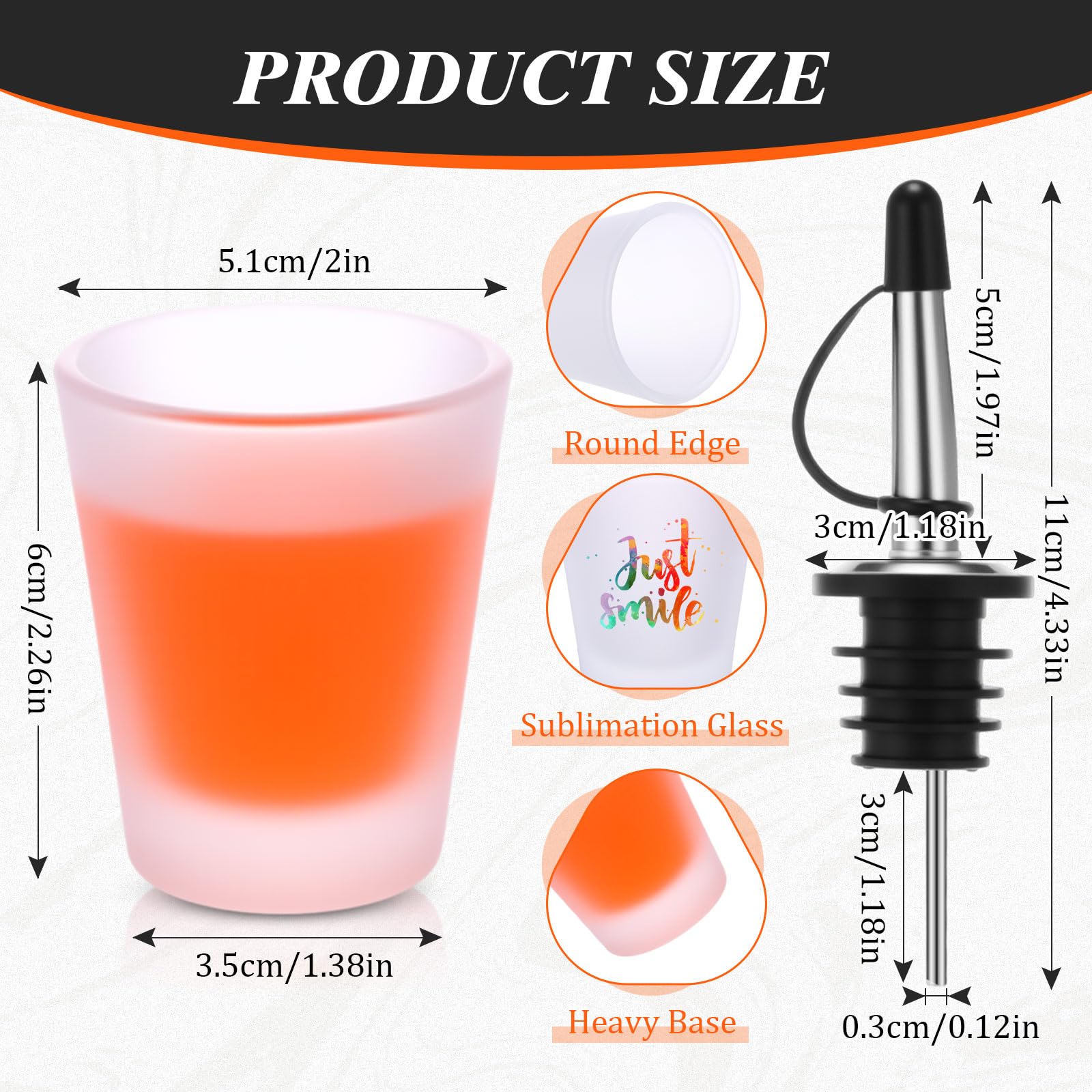 Roshtia 12 Pack Sublimation Frosted Shot Glass with Heavy Base 1.5 oz Sublimation Blanks Cups Cute Shot Glass Tumbler Bulk for Heat Press Personalized Gift Wedding Party