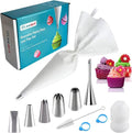 GleeAnt Reusable Cotton Piping Bags Set | 6-Piece Large Icing Tips & 16-Inch Pastry Bags for Cake Decorating