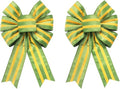 Hying Easter Wreath Bows - 2-Piece Yellow Green Stripes Burlap Decor for Front Door