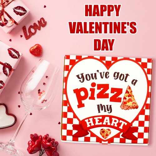Fullhawl 50 Pcs Valentine‘s Day Heart Mini Pizza Box Square Cardboard Pizza Box Small Cookie Boxes for Valentine Celebrations Party Favors Birthdays Weddings, (5.1 x 5.1 x 0.78 Inches)