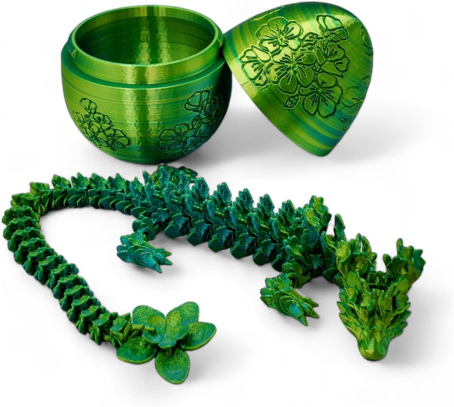 Skiennix Surprise Cherry Blossom Dragon Egg - 14" Articulating Joints | Stress Relief & Mystery Enclosure (Blue/Yellow)