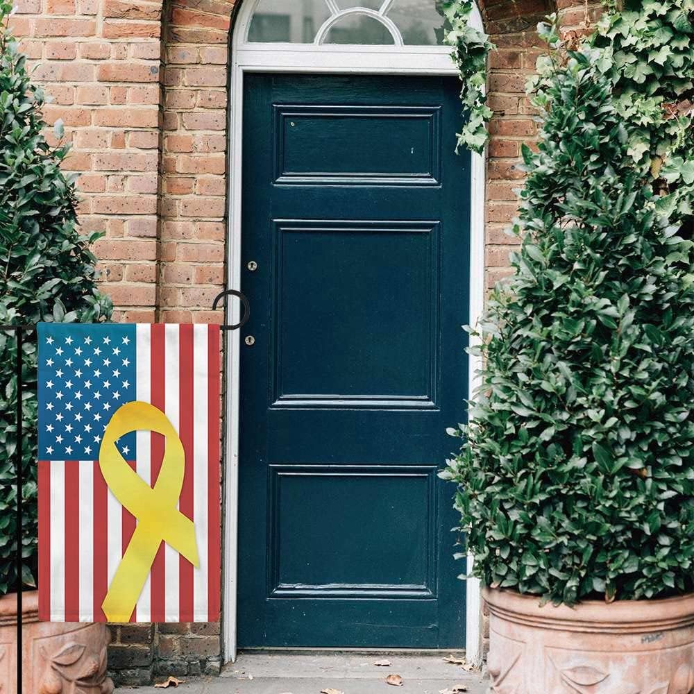 Remember Our Troops Garden Flag - USA Flag with Yellow Ribbon | Double-Sided 12.5x18 Inch Banner