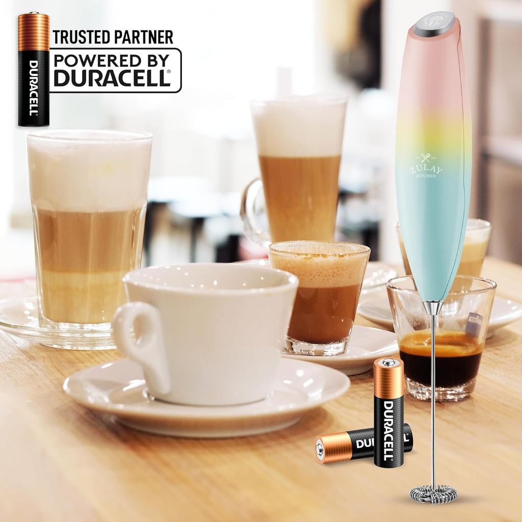Zulay Kitchen Milk Frother Handheld Electric Whisk with AA Duracell Batteries – Durable Drink Mixer for Coffee, Lattes, Cappuccinos & More - Cupcake
