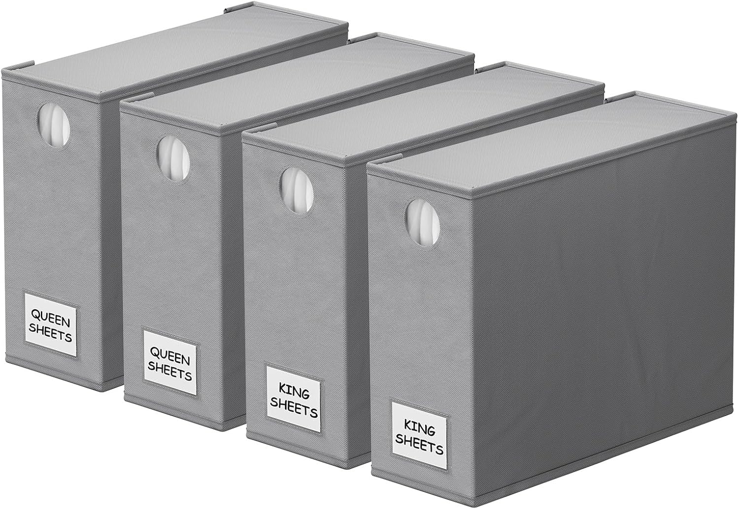 SpaceAid Bed Sheet Organizers - Foldable Linen Closet Storage | XL Queen & King Size, Gray
