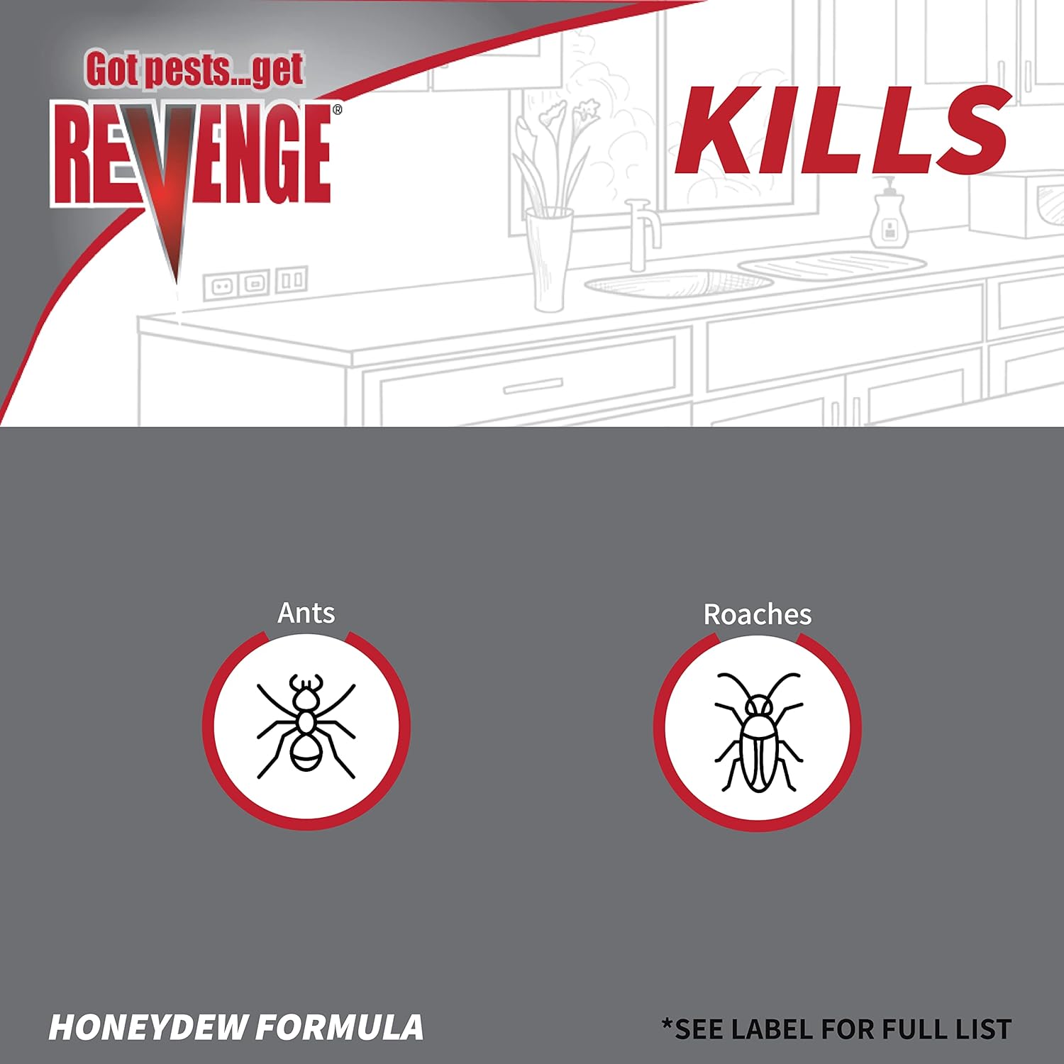 REVENGE Liquid Ant Bait Stations - Pack of 3, Ready-to-Use Indoor & Outdoor Trap, Kills Ants & Roaches